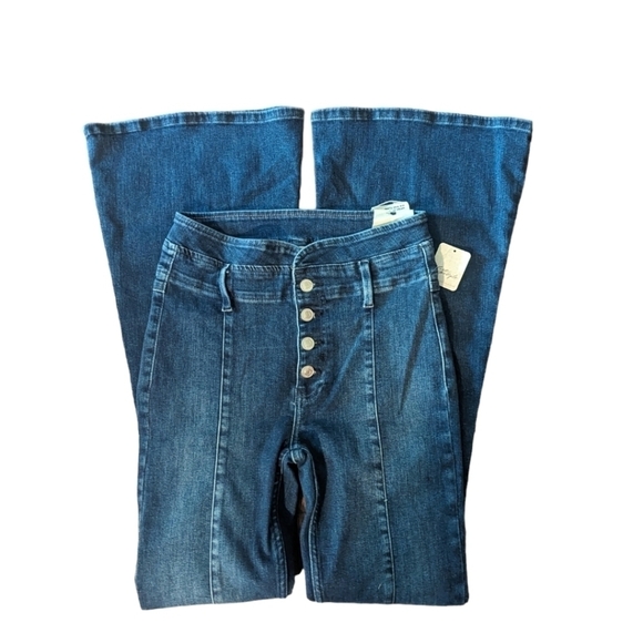 Free People After Dark Mid Rise Flare exposed fly front denim jeans NWT W27 L33 - Picture 8 of 12